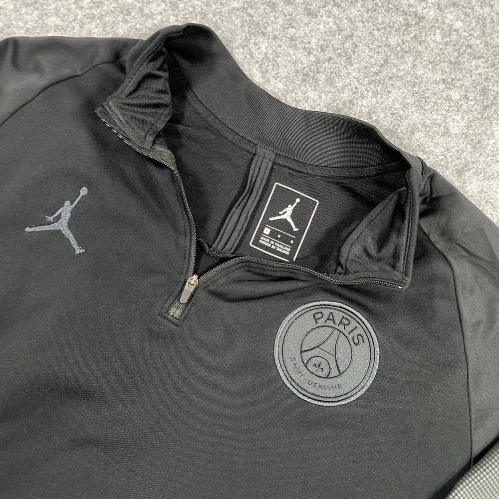 Jordan Mens PSG 1/4 Zip Pullover Large Black Paris Saint-Germain Jumpman Soccer